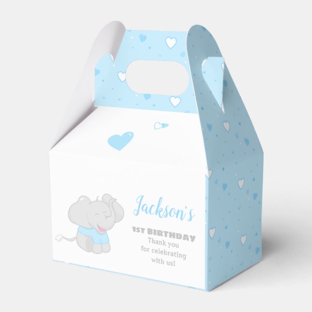 Sweet Blue Favour Box with Elephant (Front Side)