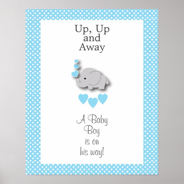 Sweet Blue & Grey Elephant - Baby Boy Poster (Front)