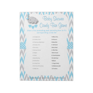 Sweet Blue & Grey Elephant Baby Shower - Game 2 Notepad
