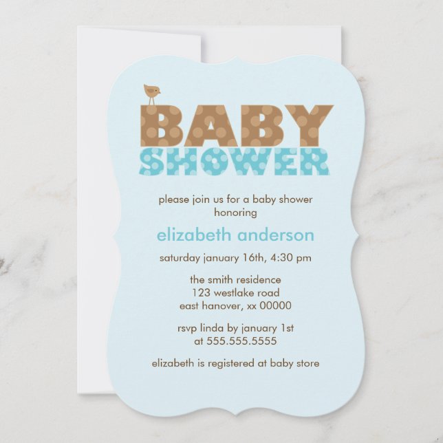 Sweet Blue Polka Dots Boy Baby Shower Invitation (Front)