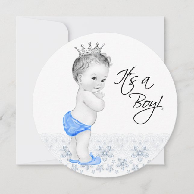 Sweet Blue Prince Baby Boy Shower Invitation (Front)