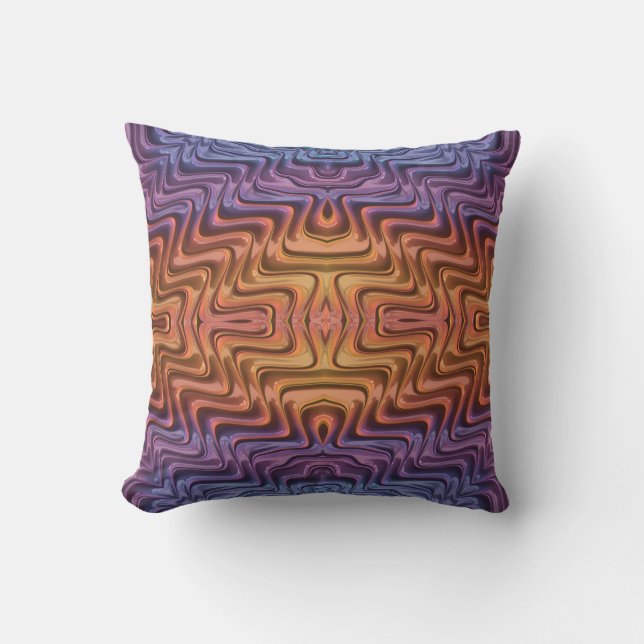 SWEET ~ Blue Purple Orange 3D Fractal  Cushion (Front)