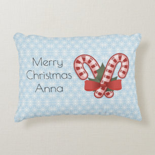 Sweet Blue Snowflake, Red Candy Decorative Cushion
