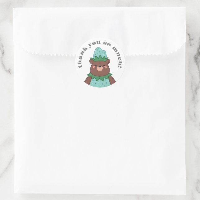 Sweet Blue Strawberry Bear Baby Shower Thank You Classic Round Sticker (Bag)