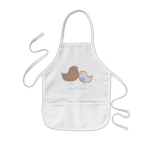 Sweet Blue Whimsical Damask Cute Baby Chicks Apron
