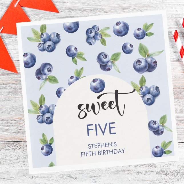 Sweet blueberries healthy fuits kids birthday napkin (Creator Uploaded)