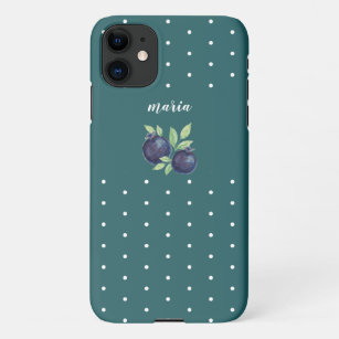 Sweet Blueberries Watercolor Hand-painted iPhone 11 Case