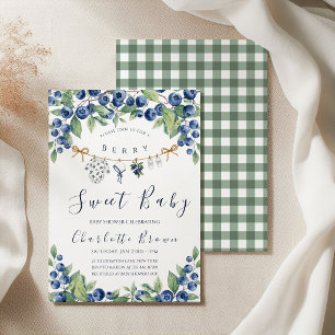 Sweet Blueberry Baby Shower Boy Invitation