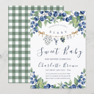 Sweet Blueberry Baby Shower Boy Invitation