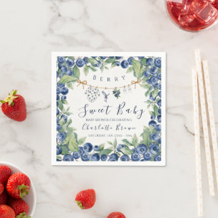Sweet Blueberry Baby Shower Boy Party Napkins