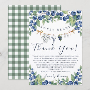 Sweet Blueberry Baby Shower Boy Thank You Card