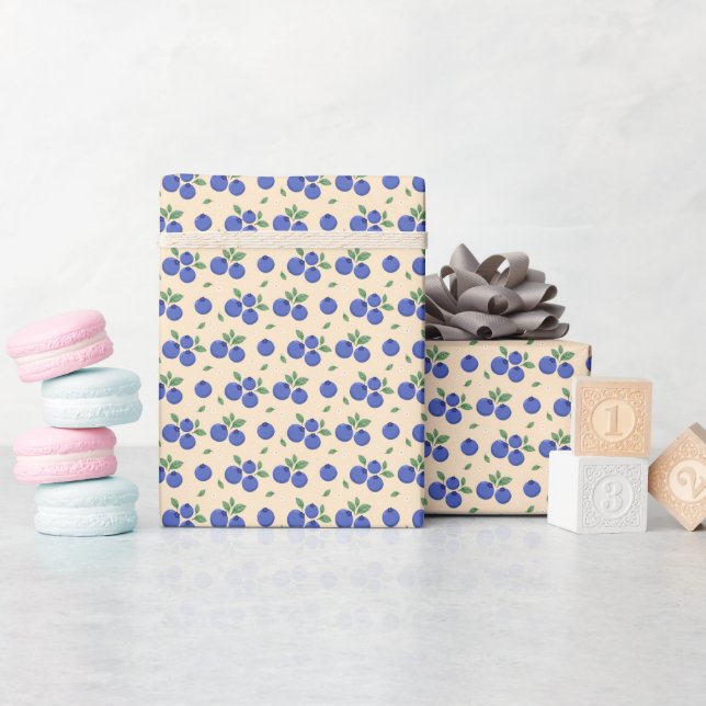 Sweet Blueberry Pattern Wrapping Paper (Baby Shower)