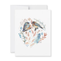 Sweet Bluebird Couple Watercolor With Floral