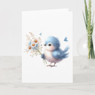 Sweet Bluebird with Daisy Bouquet All-Occasion Card
