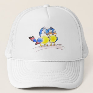 Sweet Bluebirds on a Branch Trucker Hat