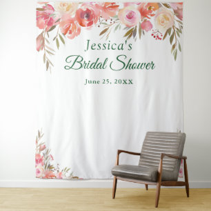 Sweet Blush Bridal Shower Photo Booth Backdrop Tapestry