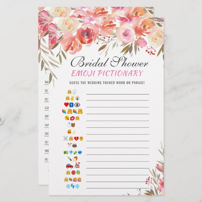 Sweet Blush Floral Double-Sided Bridal Shower Game (Front/Back)