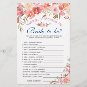 Sweet Blush Floral Watercolor Bridal Shower Game