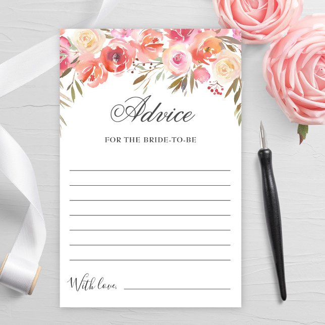 Sweet Blush Floral Well Wishes Advice Card (Creator Uploaded)