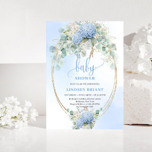 Sweet Bohemian Blue Floral Baby Shower Invitation