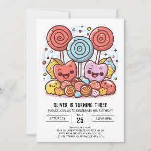 Sweet Bohemian Lollipop Birthday Invitation