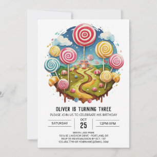 Sweet Bohemian Lollipop Birthday Invitation