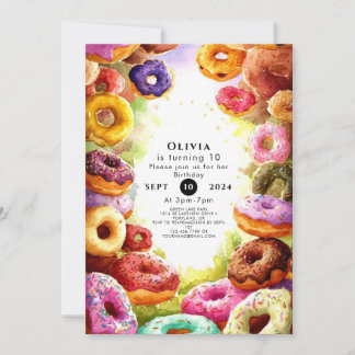Sweet Boho Doughnut Birthday Invitation