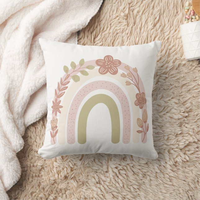 Sweet Boho Floral Rainbow  Cushion (Blanket)