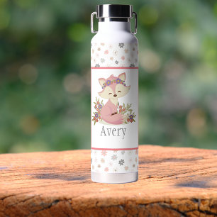 Sweet Boho Fox Personalised Water Bottle