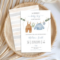 Sweet Boho Neutral Clothesline Boy Baby Shower