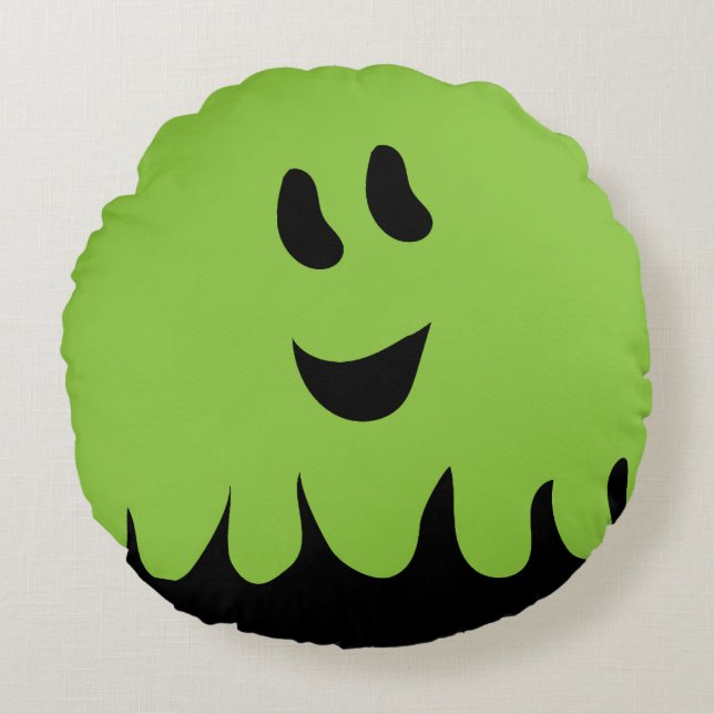 Sweet Boo Ghost Pillow-Green Round Cushion (Front)