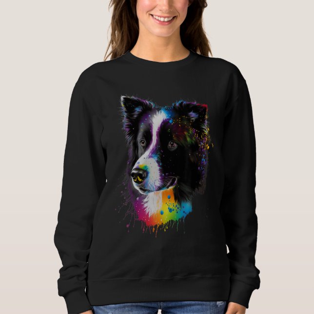 Sweet Border Collie Dog Portrait_6 Sweatshirt (Front)