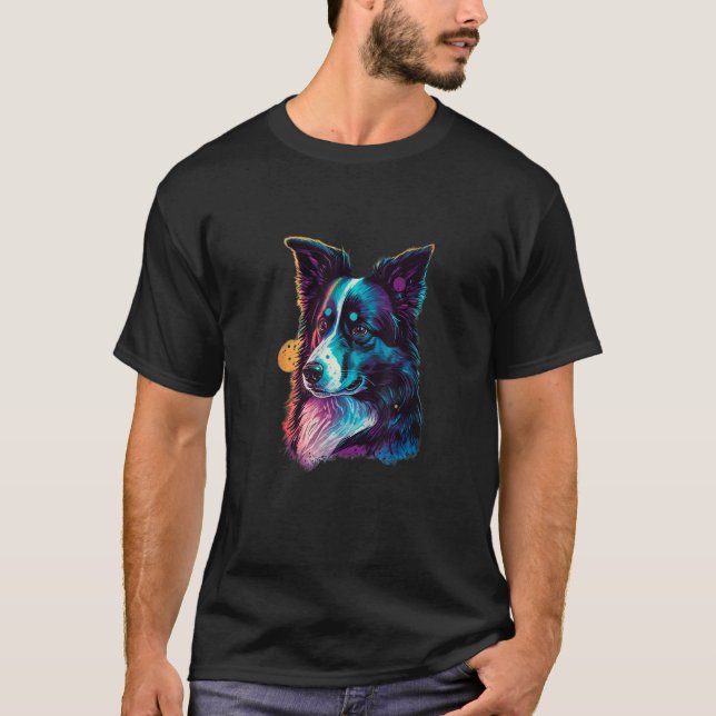 Sweet Border Collie Dog Portrait_8 T-Shirt (Front)