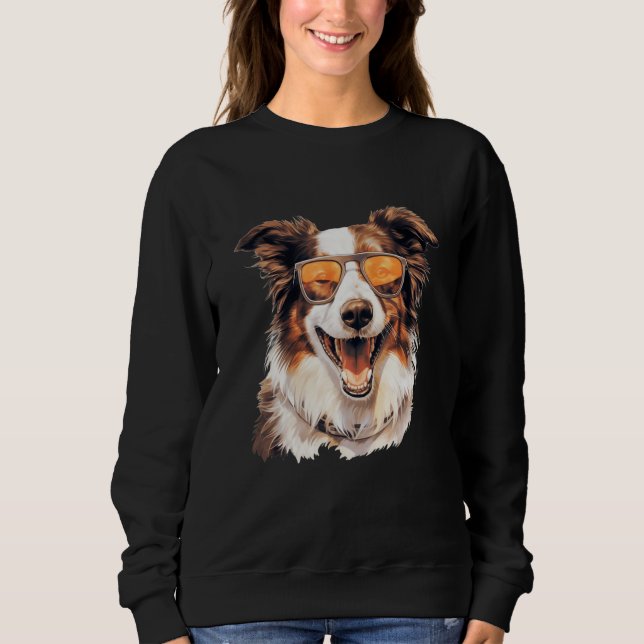 Sweet Border Collie Portrait Dog Sweatshirt (Front)
