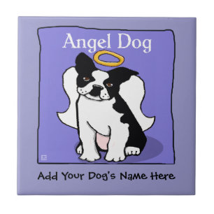 Sweet Boston Terrier Angel Dog Memorial Tile
