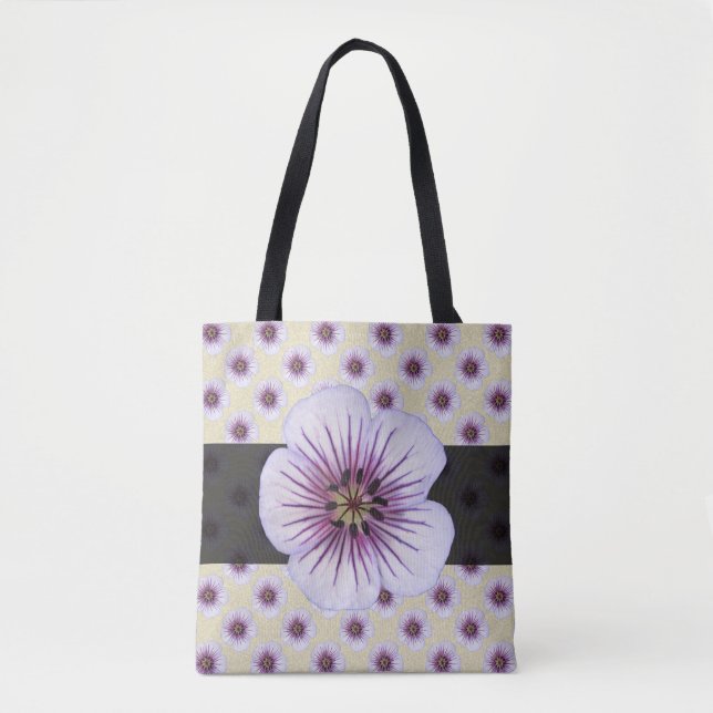Sweet Botanical Floral Blue on any Colour Tote Bag (Front)