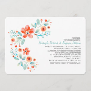 Sweet Botanical Flowers Watercolor Wedding Invitation