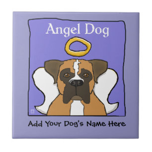 Sweet Boxer Dog Angel Memorial Ceramic Tile