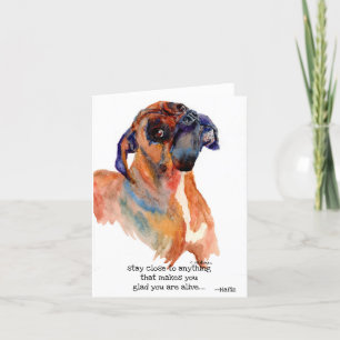sweet Boxer watercolor + inspirational saying Thank You Card