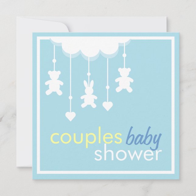 Sweet Boy Mobile Couples Baby Shower Invitation (Front)