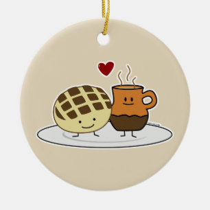 Sweet Bread and Hot Chocolate Pan caliente Mexican Ceramic Ornament