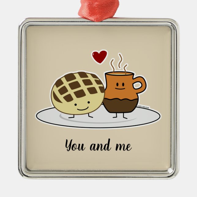 Sweet Bread Hot Chocolate Pan dulce Mexican concha Metal Tree Decoration (Front)