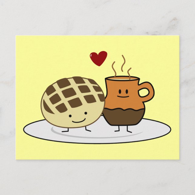 Sweet Bread Hot Chocolate Pan dulce Mexican concha Postcard (Front)