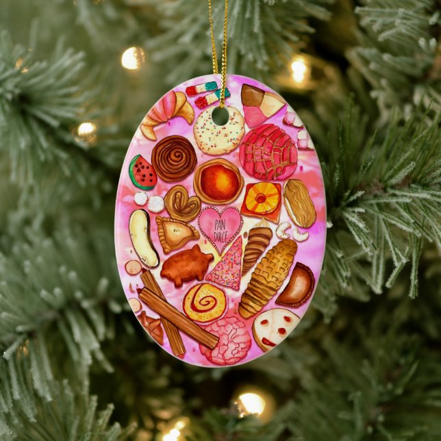 Sweet Bread Mexican Pan Dulce Ceramic Ornament (Tree)