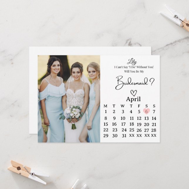 Sweet Bridesmaid Proposal Invitation (Front/Back In Situ)