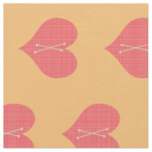 Sweet Bright Red Monogrammed Heart Pattern Fabric