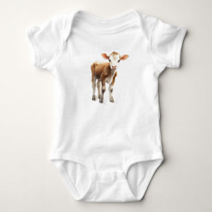 Sweet Brown and White Baby Cow Calf Bodysuit