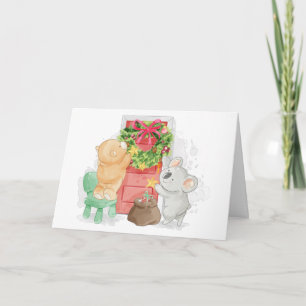 Sweet Brown Bear Koala Bear Christmas Holiday Card