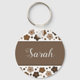 Sweet Brown Flowers Keychain