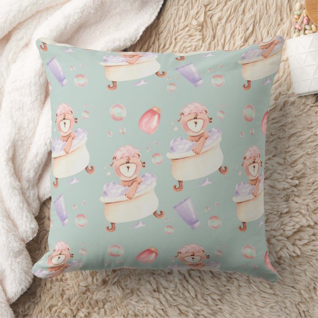 Sweet Bubble Bath Bear Pattern Cushion (Blanket)